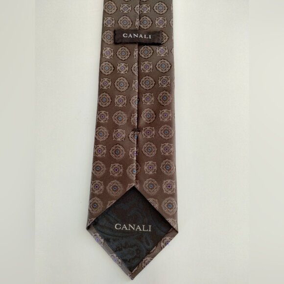 Canali Floral Medallion Pattern 100% Silk Italy 3.5inch W Office Career Classic - Picture 2 of 6